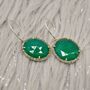 Green Onyx Silver Dangle Earrings: Oval Drop, thumbnail 1 of 4