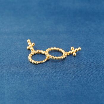 Gold Beaded Cross Hoop Earrings, 4 of 7