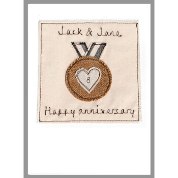 Personalised Bronze Medal 8th Or 19th Anniversary Card, 2 of 12