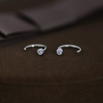 2mm Diamond Cz Huggie Hoop Earrings, 2 of 11