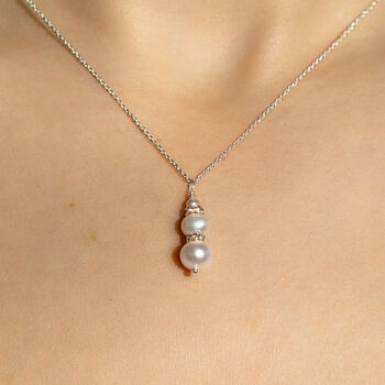 Three Pearl Drop Necklace, 2 of 6