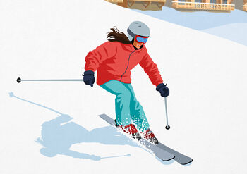 Personalised Female Skier Art Print, 4 of 7