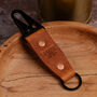 Personalised Handcrafted Burnt Tan Leather Key Ring, thumbnail 1 of 2