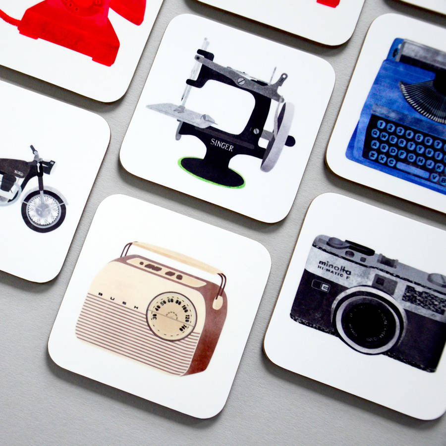 Retro Coaster Set By Fiona Clabon Illustration