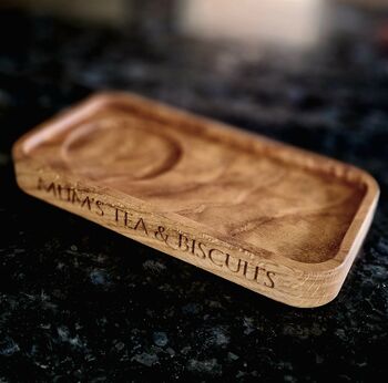 Personalised Oak Tea And Biscuit Tray, 4 of 5