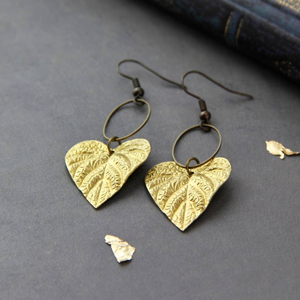 Gold Leaves Textured Earrings By Vintage By Gaamaa