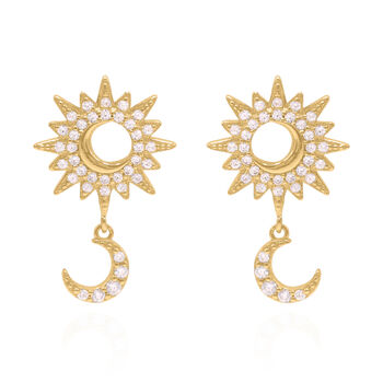 Athena Sun And Moon Drop Earrings, 3 of 8
