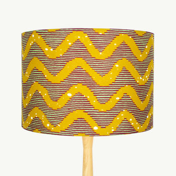 Mustard Yellow And Lime Waves African Print Lampshade, 3 of 7