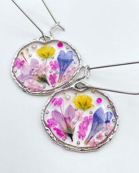 Earrings With Lavender And Pink Flowers, 2 of 10