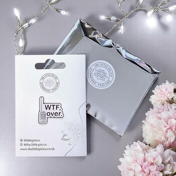 Wtf Over Walkie Talkie Funny Enamel Lapel Pin Gift, 2 of 8