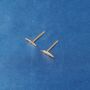 Gold Lightning Bolt Studs, Minimalistic Dainty Studs, thumbnail 3 of 7