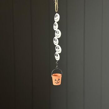 Skeleton Faces And Bucket Hanging Halloween Decoration, 2 of 3