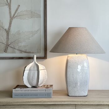 Tall White Crackle Glaze Table Lamp, 6 of 6