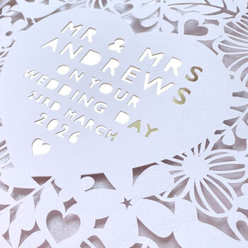 Personalised Floral Foil Wedding Day Card, 2 of 3