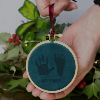Baby Hand And Footprint Velvet Christmas Decoration, 5 of 6