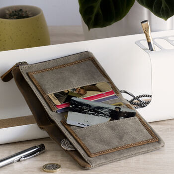 Waxed Cotton Leather Wallet With Metal Photo Insert, 3 of 10