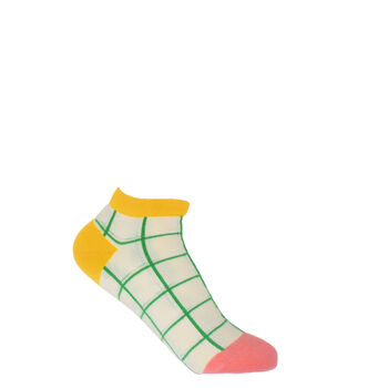 Grid Cream And Dash Pink Women's Trainer Socks Bundle, 4 of 8
