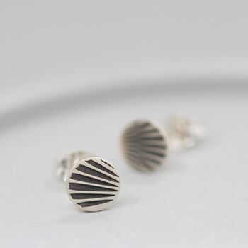 Simple Sterling Silver Studs With Art Deco Motif, 2 of 12