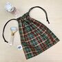 Checked Green Drawstring Gift Pouch Bag, thumbnail 3 of 7