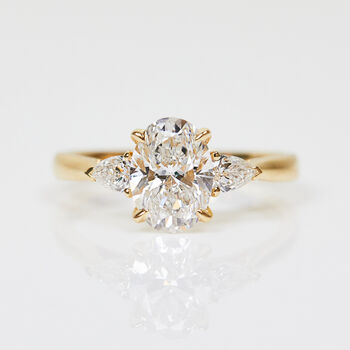 18ct Lab Grown Oval And Pear Diamond Engagement Ring, 2 of 6