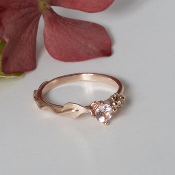 Ariel Leaf Engagement Ring, Gold And Morganite, 3 of 8