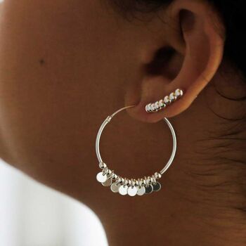 Sterling Silver Sequin Hoop Earrings, 6 of 7