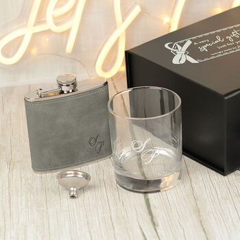 Personalised Script Initials Two Tone Hip Flask, 5 of 8