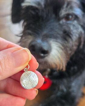 Personalised Silver Organic Dog Nose Print Charm, 2 of 10