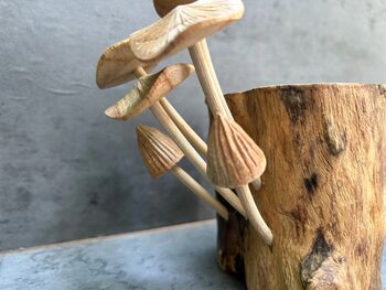 Mushroom Tealight Incense Holder Handmade Teak Wooden Gift, 5 of 7