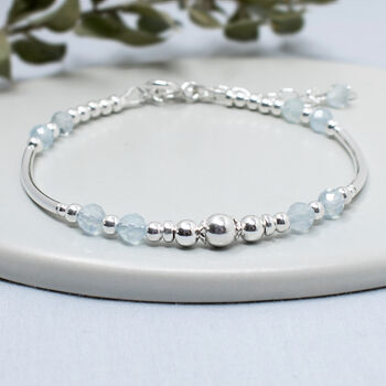 Aquamarine Gemstone And Sterling Silver Bracelet, March Birthstone Jewellery, 4 of 6