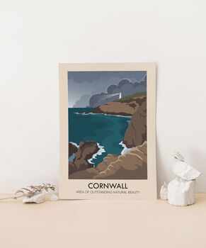 Cornwall Aonb Travel Poster Art Print, 3 of 8