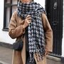 Charcoal Houndstooth Winter Scarf, thumbnail 1 of 4