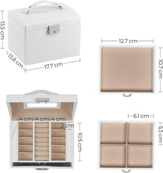 Three Tier Jewellery Box Lockable Organiser, 2 of 6