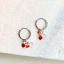 Dainty Huggie Hoops With Rainbow Gem Drops, thumbnail 2 of 2