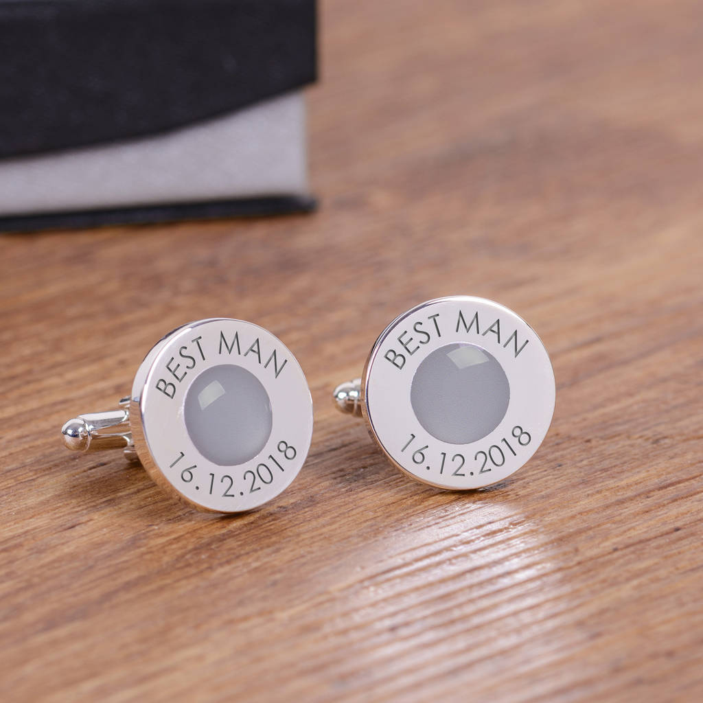 Image of Personalised Wedding Role And Date Cufflinks