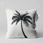 White Cushion Cover With Black Tropical Palm Tree, thumbnail 1 of 7