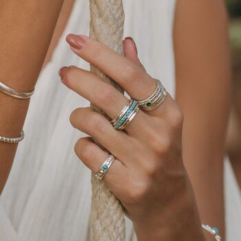 Parvati Turquoise Sterling Silver Spinning Ring, 5 of 12