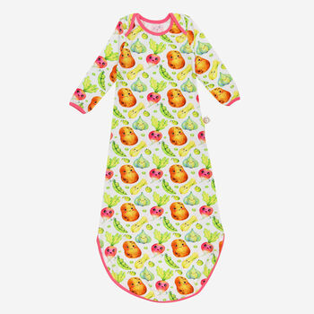 Newborn Soft Cotton Knotted Baby Gown Veggie, 2 of 6