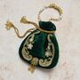 Jhanvi Potli Bag – Emerald Green Velvet, thumbnail 4 of 4