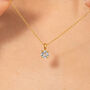 Sky Blue Topaz Solitaire Pendant Necklace In Sterling Silver And Gold, thumbnail 7 of 10