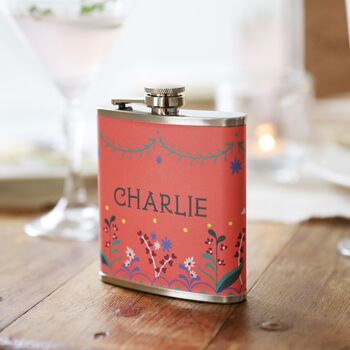Personalised Floral Folklore Hip Flask, 3 of 7