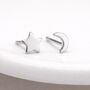 Sterling Silver Mismatched Moon And Star Stud Earrings – 5mm, thumbnail 2 of 6
