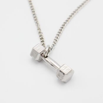 Personalised Silver Coloured Dumbbell Pendant Necklace, 5 of 6
