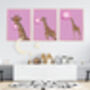 Pink Giraffe Bubble Gum Blowing Wall Art Print, thumbnail 7 of 9
