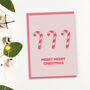 Merry Christmas Card With Candy Canes, thumbnail 1 of 3