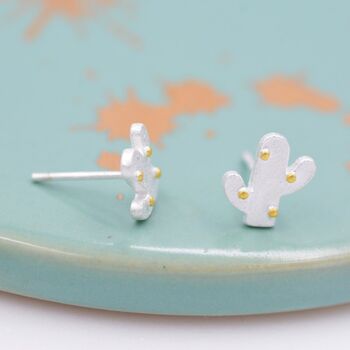 Cute Cactus Stud Earrings In Sterling Silver, 2 of 12