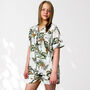 Giraffe And Leopard Print 100% Cotton Ladies Pyjama Short Set In White, thumbnail 1 of 8