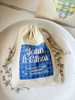 Gingham Personalised Wedding Favour Bags, 2 of 4