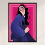 Woman In Blue Illustrated Art Print, thumbnail 4 of 6