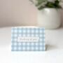 Thinking Of You Baby Blue Gingham Mini Greetings Card, thumbnail 1 of 3